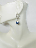 Sterling Silver Genuine 8mm Lapis Lazuli Fleur-de-Lis Lever Back Earrings