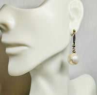 Genuine 11mm Round Freshwater Pearl and 14 Karat Yellow Gold Filled Ball Lever Back Earrings