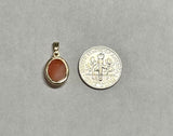 14 Karat Yellow Gold Genuine 10 x 8mm Oval Cabochon Pink Coral Pendant in Crown Style Setting