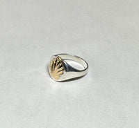 Sterling Silver and 14 Karat Yellow Gold "Camino de Santiago" Way of St. James Ladies Signet Shell Ring