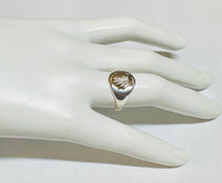 Sterling Silver and 14 Karat Yellow Gold "Camino de Santiago" Way of St. James Ladies Signet Shell Ring