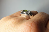 Sterling Silver and Genuine 8 x 6mm Oval Peridot with Diamonds Man's Ring