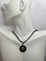 Sterling Silver and 14 Karat Yellow Gold "Camino de Santiago" Way of St. James Genuine Onyx with Gold Shell Pendant