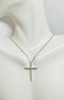 Sterling Silver White Cubic Zirconia Cross Pendant Necklace