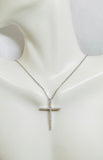 Sterling Silver White Cubic Zirconia Cross Pendant Necklace