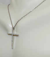 Sterling Silver White Cubic Zirconia Cross Pendant Necklace