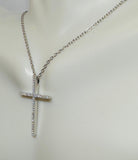 Sterling Silver White Cubic Zirconia Cross Pendant Necklace