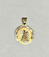 14 Karat Yellow Gold with Rhodium Our Lady of Charity "Caridad del Cobre" 25.5mm (1.00") Round Medal