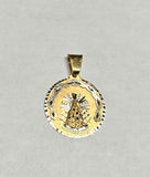 14 Karat Yellow Gold with Rhodium Our Lady of Charity "Caridad del Cobre" 25.5mm (1.00") Round Medal