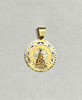 14 Karat Yellow Gold with Rhodium Our Lady of Charity "Caridad del Cobre" 25.5mm (1.00") Round Medal