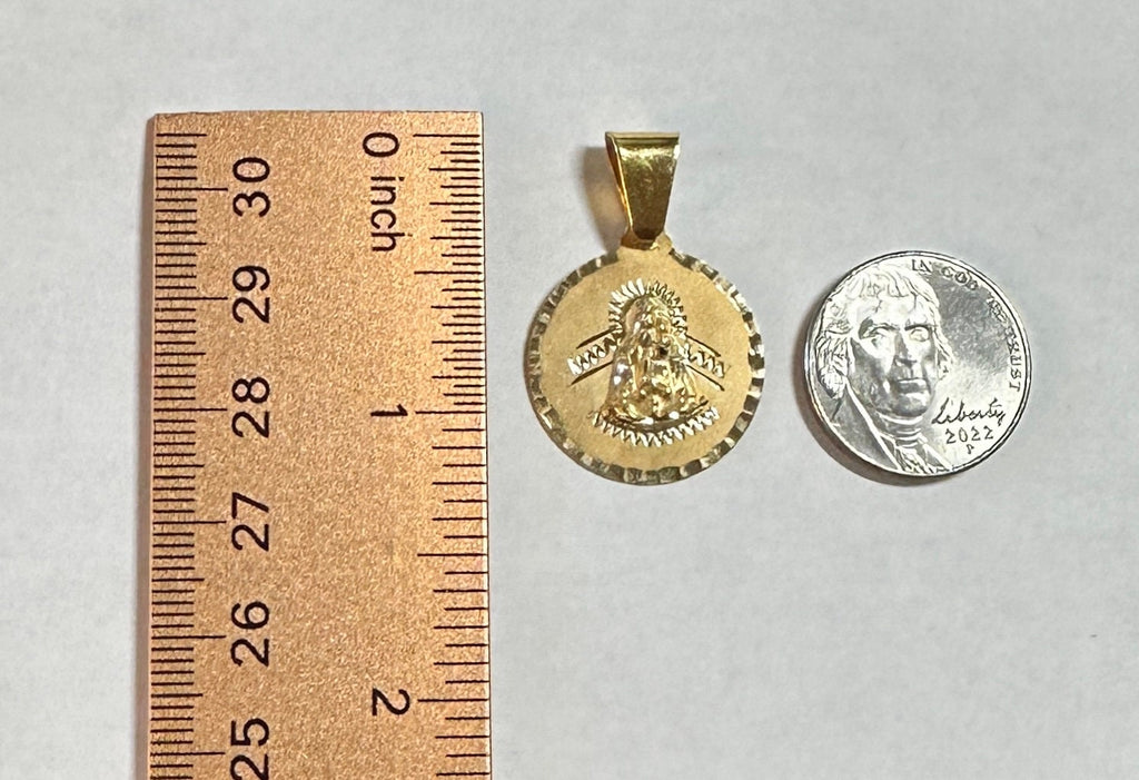 14 Karat Yellow Gold Our Lady of Charity "Caridad del Cobre" 21.7mm (0 ...