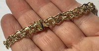 Vintage Solid 14 Karat Yellow Gold 8mm Heavy Charm 8" Bracelet