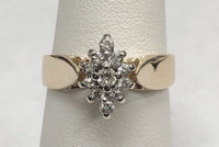 14 Karat Yellow Gold Genuine 1/4 Carat TW Diamond Cluster Ladies Solitaire Ring