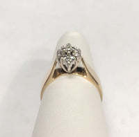 14 Karat Yellow Gold Genuine 1/4 Carat TW Diamond Cluster Ladies Solitaire Ring