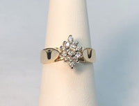 14 Karat Yellow Gold Genuine 1/4 Carat TW Diamond Cluster Ladies Solitaire Ring