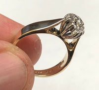 14 Karat Yellow Gold Genuine 1/4 Carat TW Diamond Cluster Ladies Solitaire Ring