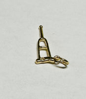 14K Yellow Gold Saint Lazarus Crutch "Muleta de San Lazaro" Small Amulet Charm Pendant