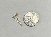 14K Yellow Gold Saint Lazarus Crutch "Muleta de San Lazaro" Small Amulet Charm Pendant