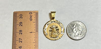 14 Karat Yellow Gold with Rhodium Our Lady of Charity "Caridad del Cobre" 25.5mm (1.00") Round Medal