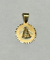 14 Karat Yellow Gold Our Lady of Charity "Caridad del Cobre" 21.7mm (0.85") Round Medal