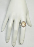 Vintage NOS Sterling Silver 18 x 13mm Cameo Ladies Ring