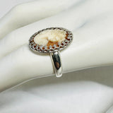 Vintage NOS Sterling Silver 18 x 13mm Cameo Ladies Ring