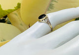 10K Yellow Gold Oval 8mm x 6mm Genuine Flat Black Onyx Dainty Filigree Ring