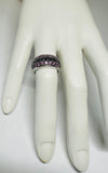 14 Karat White Gold Genuine Black Diamonds and Pink Sapphires Ladies Band Ring