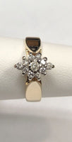 14 Karat Yellow Gold Genuine 1/4 Carat TW Diamond Cluster Ladies Solitaire Ring