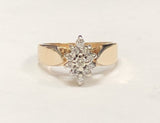 14 Karat Yellow Gold Genuine 1/4 Carat TW Diamond Cluster Ladies Solitaire Ring