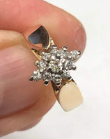 14 Karat Yellow Gold Genuine 1/4 Carat TW Diamond Cluster Ladies Solitaire Ring