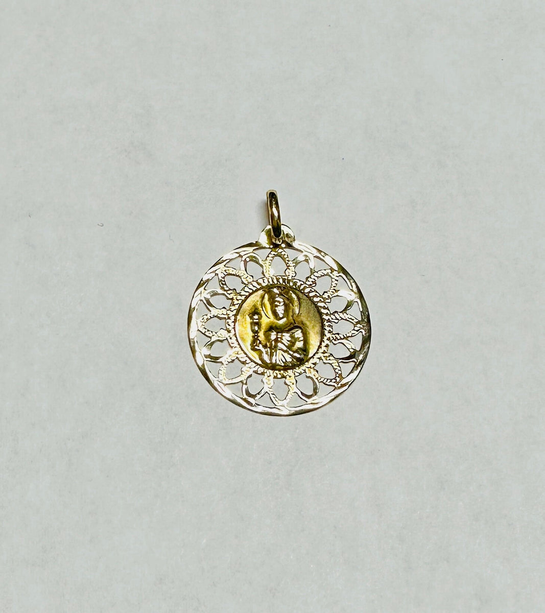 Vintage 1960's 18 Karat Yellow Gold Saint Barbara Filigree Medal – G & W