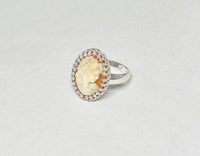 Vintage NOS Sterling Silver 18 x 13mm Cameo Ladies Ring