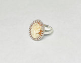 Vintage NOS Sterling Silver 18 x 13mm Cameo Ladies Ring