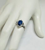 Vintage NOS 1970's Genuine 8 x 6mm Oval Lapis Lazuli Ladies Rhomboid Ring