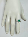 Vintage NOS 1970's Genuine 8 x 6mm Oval Green Onyx Rhomboid Ring