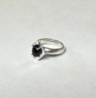 Vintage NOS 1970's Genuine 8 x 6mm Oval Black Onyx Rhomboid Ring