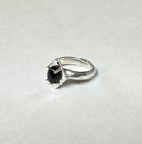 Vintage NOS 1970's Genuine 8 x 6mm Oval Black Onyx Rhomboid Ring