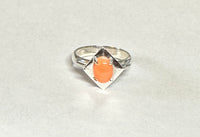 Vintage NOS 1970's Genuine 8 x 6mm Oval Pink Coral Rhomboid Ring