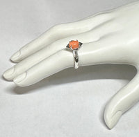 Vintage NOS 1970's Genuine 8 x 6mm Oval Pink Coral Rhomboid Ring