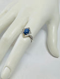 Vintage NOS 1970's Lab-created 8 x 6mm Oval Blue Star Sapphire Rhomboid Ring