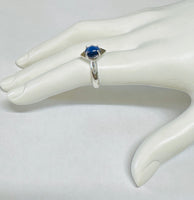 Vintage NOS 1970's Lab-created 8 x 6mm Oval Blue Star Sapphire Rhomboid Ring