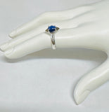 Vintage NOS 1970's Lab-created 8 x 6mm Oval Blue Star Sapphire Rhomboid Ring