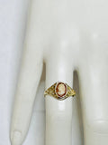 10K Yellow Gold Oval 8mm x 6mm Orange Lady Cameo Dainty Filigree Ring