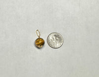 Vintage NOS 1960's 14 Karat Yellow Gold and Genuine 10mm Tiger's Eye Bead Pendant