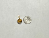 Vintage NOS 1960's 14 Karat Yellow Gold and Genuine 10mm Tiger's Eye Bead Pendant