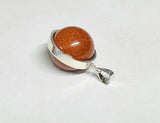 Sterling Silver 18mm Goldstone "Venturina" Circle Spinner Pendant