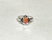 Vintage NOS 1970's 8 x 6mm Oval Brown Goldstone "Venturina" Rhomboid Ring