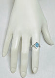 Vintage NOS 1970's Genuine 8 x 6mm Oval Blue Chalcedony Rhomboid Ring