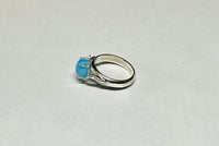 Vintage NOS 1970's Genuine 8 x 6mm Oval Blue Chalcedony Rhomboid Ring